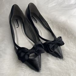 J. Renee Alisanne-JJ Patent Leather Satin Bows Slip On Flat Size 9
