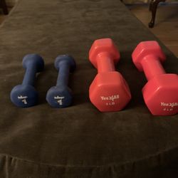 Excercise Hand Weights- Two 5 Ib & Two 1 Ib 