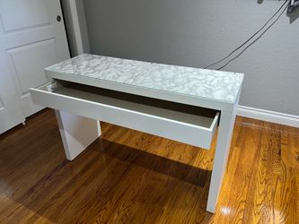Vanity with Glass Top and Drawer - Like New