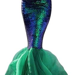 Women's Mermaid Tail Costume Sequin Maxi Skirt Cosplay Halloween Party Dress
