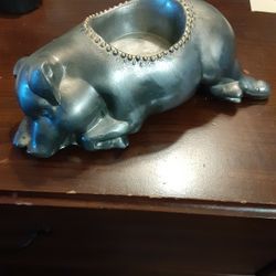Pewter PIG  Candle Holder