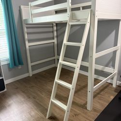 Twin loft bed made of pine