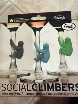 Fred & Friends Social Climbers sloth-shaped silicone wine glass