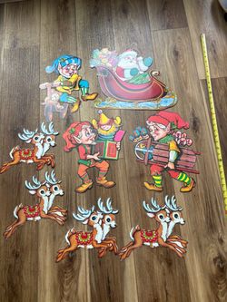 Vintage Christmas beistle cutouts reindeer Santa