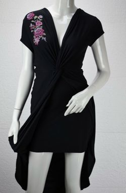 Women's V-Neck Dress Black/ Twisted Knot Front Wrap Junior Size S/$8