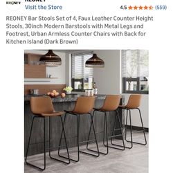 30” Faux Leather Barstool (set of 4)