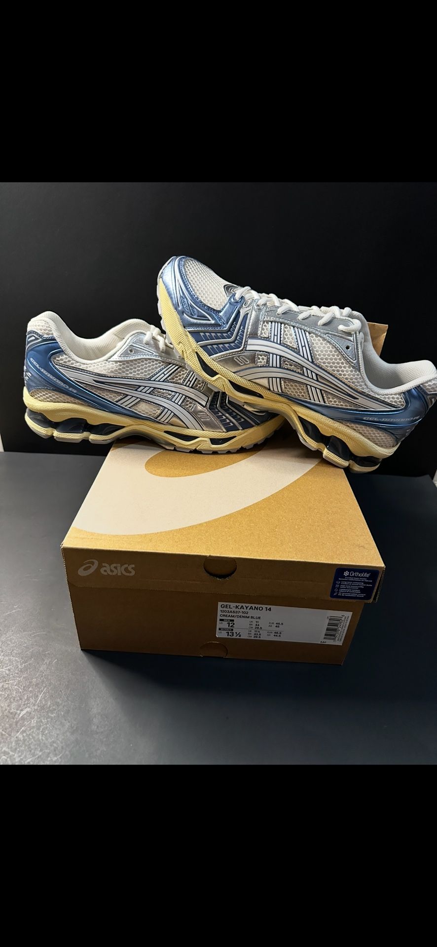BRAND NEW ASICS GEL KAYANO 14 “CREAM METALLIC BLUE