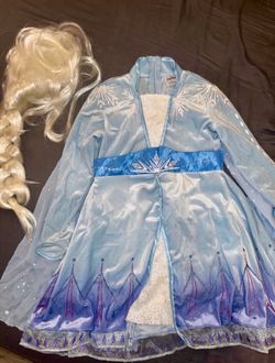 Disney Frozen Elsa Costume Dress & Wig girls size 4-6