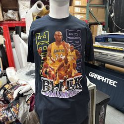 DTF print on blue shirt Kobe 24 Bryant size large