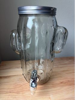 Large 1-Gallon Cactus Glass Drink Dispenser - Saguaro Style 🌵