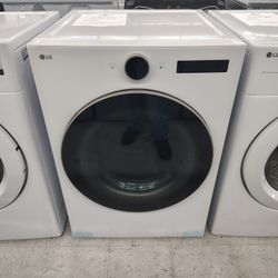 LG 7.4 Cu. Ft. Vented Stackable SMART Gas Dryer in White W/ TurboSteam and AI Sensor Dry Technology