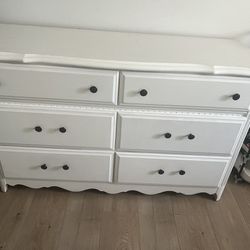 White Dresser And Full Bed