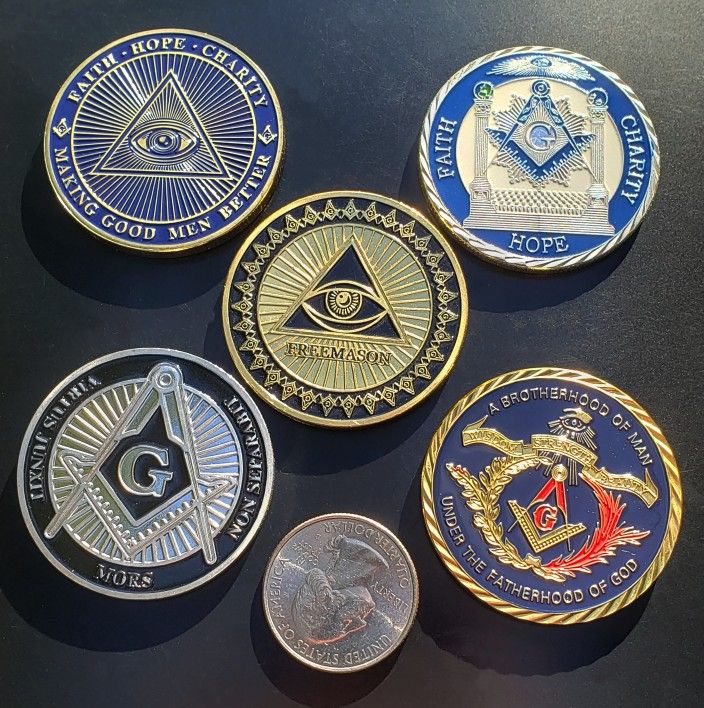 Mason Challenge Coins Lot Of 5 