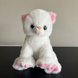 Bear Factory Kitty Cat Opal Sitting Plush White Blue Glitter Eyes 8 Inch 2018