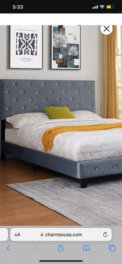 BRAND NEW QUEEN SIZE GRAY BED FRAME WITH NEW MATTRESS/FAST DELIVERY