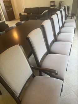Eight 8 Dining Chairs Dark Walnut
