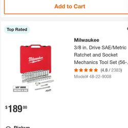 MILWUALKIE  3/8" SOCKET RATCHET SET (sae & Metric)