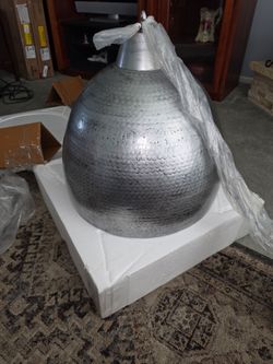 Currey & Company Earthshine Large Steel Pendant Light – Big Fancy Metal Moon Bowl of Illumination
