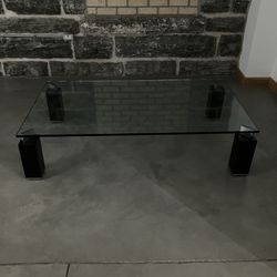 Unique Glass + Wood  + Metal Coffee Table