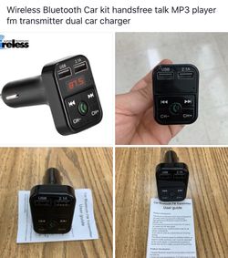 Wireless Bluetooth Car kit handsfree talk MP3 player fm transmitter dual car charger