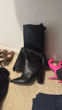 Wild Pair Islah Wide-Calf Block-Heel Dress Boots, size 6
