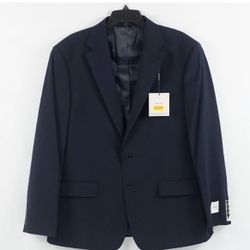 Calvin Klein Wool-Blend Single Breasted Suit Jacket In Navy Men's Size 46REG