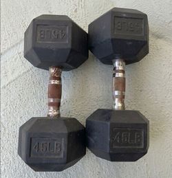 45lb rubber hex dumbbells