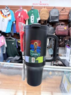 FIFA World Cup 2026 40 oz Stainless Steel Travel Tumbler Black w/ Straw New
