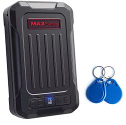 RFID Gun Safes for Pistols Portable Gun Safe with Built-in LED, Type-C Port Car Gun Safe for Handgun with Keypad, Pistol Safe for Truck, Travel, Night
