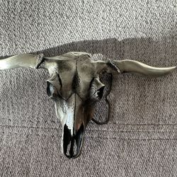 1977 Vinegarroon Foundries 7" Wide Longhorn Steer Skull Pewter Belt Buckle