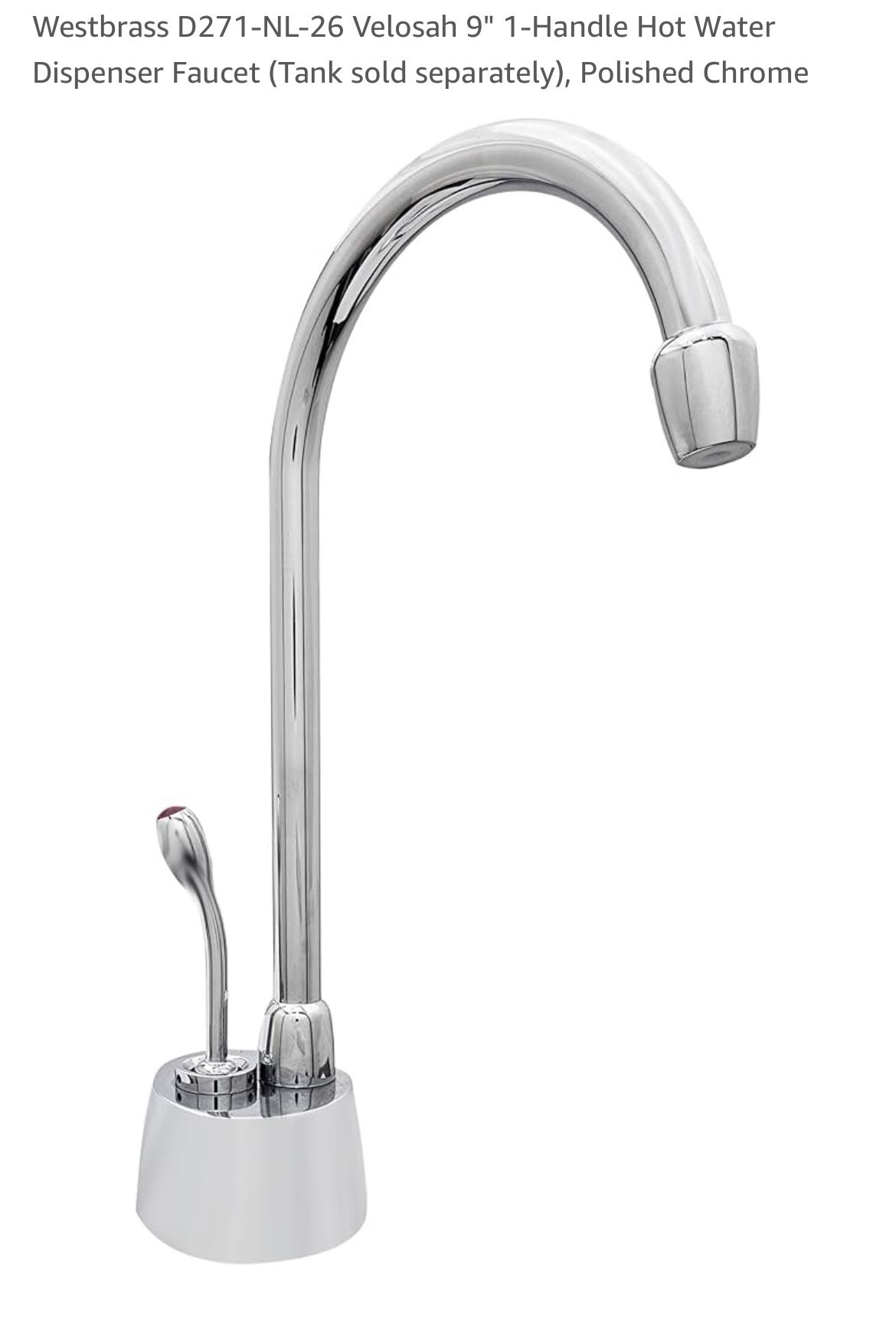 Westbrass D271-NL-26 Velosah 9" 1-Handle Hot Water Dispenser Faucet (Tank sold separately), Polished Chrome