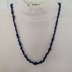 Vintage Lapis Chip Necklace 24 "