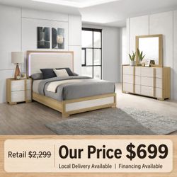 Modern Bedroom Set with LED Headboard- shop now pay later
