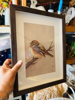 Glass bird frame decor