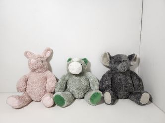Plush Elephant, Horse and Bunny Stuffed Animal Toy