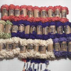 Large Lot Of Korean Macrame Yarn - Coral, Dark & Light Purple, Green, White