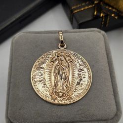 Solid 10kt Rose Gold Virgin Mary Pendant Dije Solido de La Virgen Oro Rosa 10kt