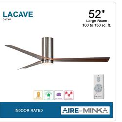 52 in. Integrated LED Indoor Brushed Nickel Flush Mount Ceiling Fan with Light Kit