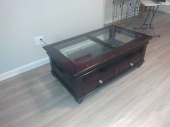 Coffee table with glass top