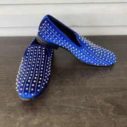AM [After Midnight] Harvie Exclusive Smoker Shoe Velvet With Spikes Slip On BLUE
