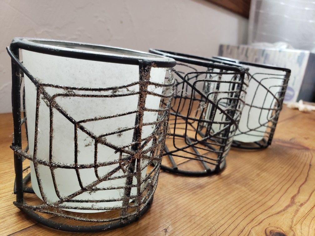 Candle holders spider webs Halloween spooky decor home decor horror