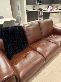 84" Brown Leather Sofa, Great Condition