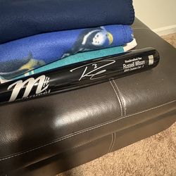 Russell Wilson autographed baseball bat