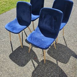 Set Of 4 Blue Dining Chairs