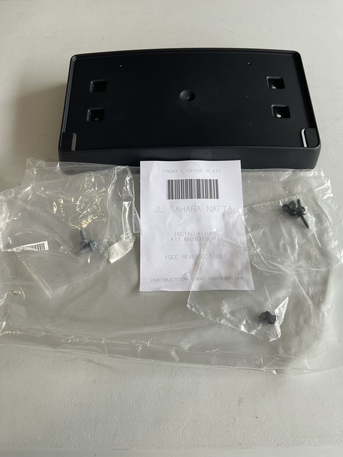 Front Plate Holder For A 2016 Jeep Sahara New.