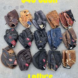 Baseball Gloves Lefty’s $40 Each Firm Have More Equipment Available 