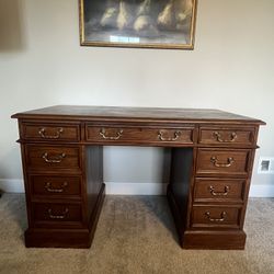 Antique Solid Oak Wood Desk