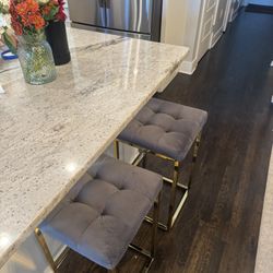 Counter height stools - set of 2 with gold metal frame
