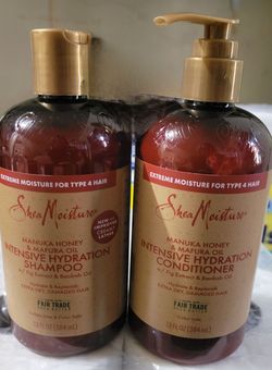 2 SheaMoisture MANUKA HONEY & MAFURA OIL INTENSIVE HYDRATION SHAMPOO AND CONDITIONER (13oz Bottles) For $14