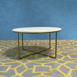 Delivery Available - Havenly Alissa Gold and white Coffee table